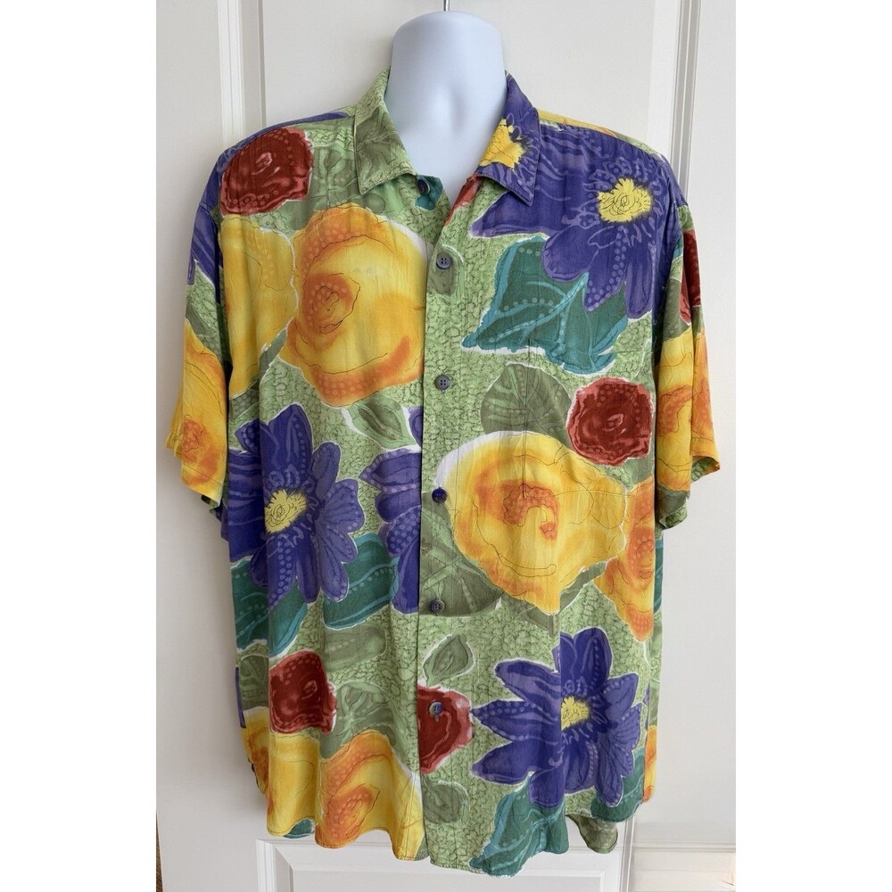 Jams World Men’s Hawaiian Aloha Short Sleeve Shirt, XL, Multicolor Floral, EUC